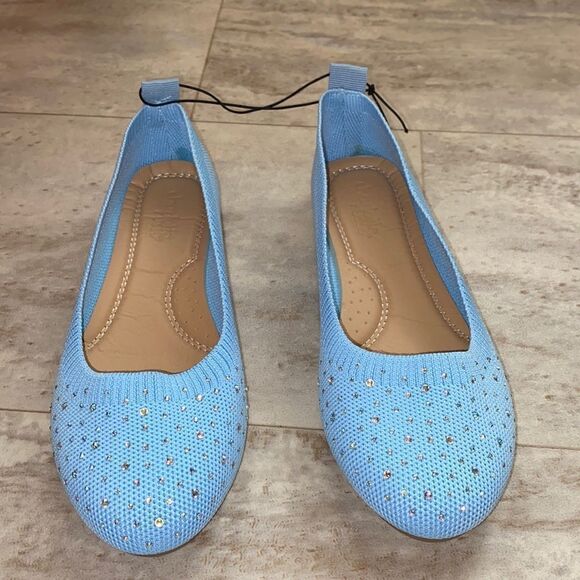 Baby blue Rhinestone Flats - Picture 1 of 9